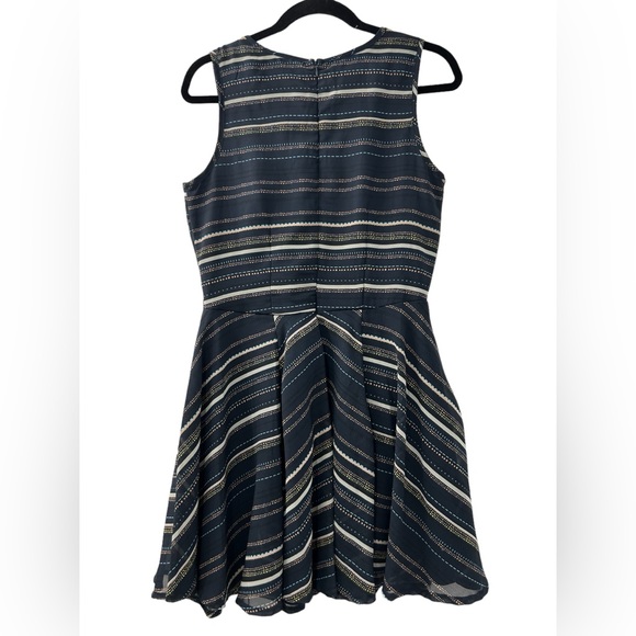 Maison Jules Happy Dotted Stripe Fit & Flare Dress Navy Size M - Picture 8 of 9